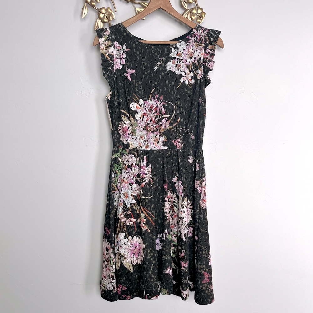 Eri & Ali Anthropologie Floral Lace Overlay Dress